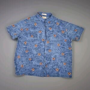Campia Moda Hawaiian Shirt Mens XL Blue Floral Tropical Aloha Camp Button Up